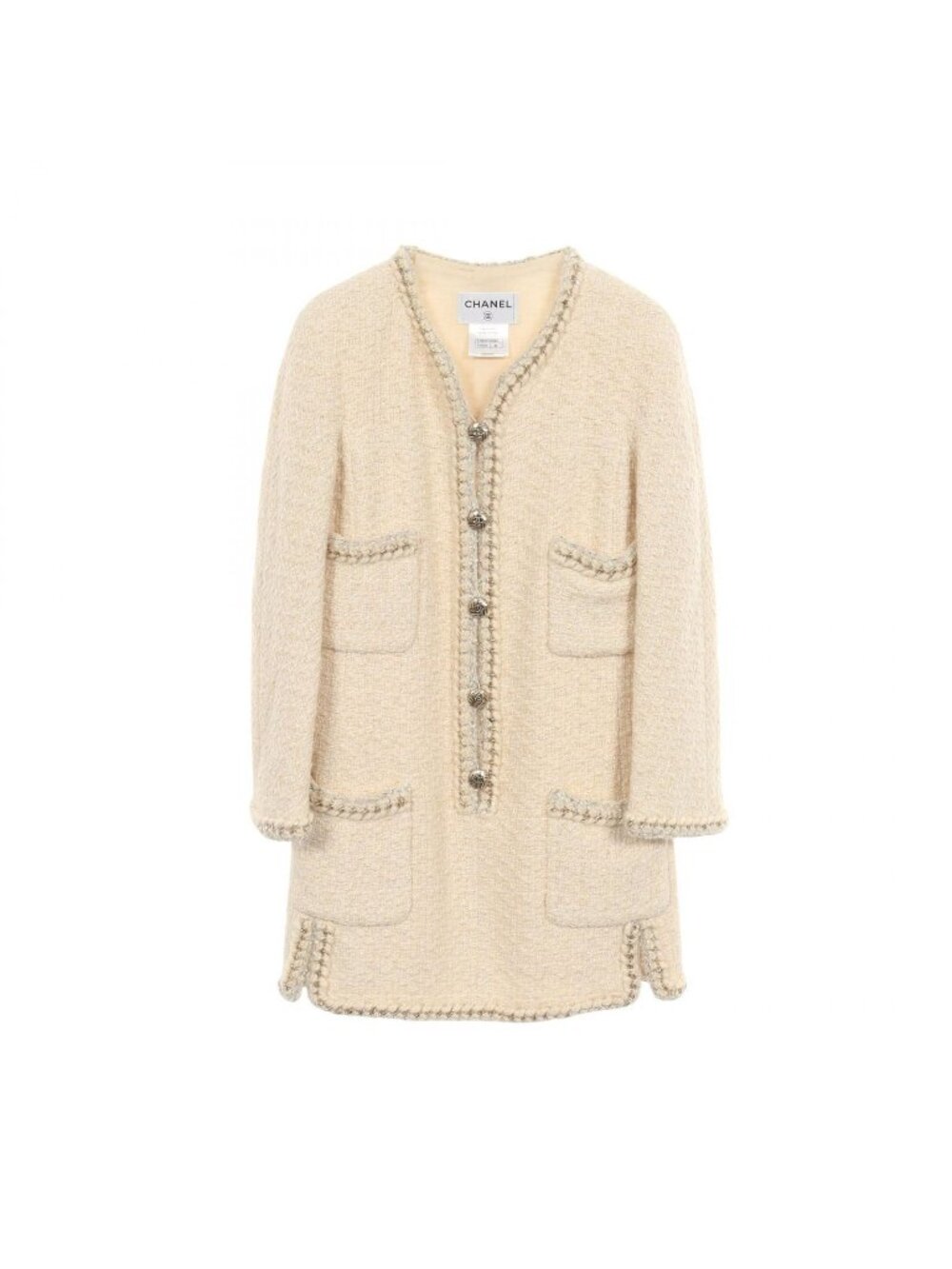 Chanel Dress CC Logo Button Tweed Wool